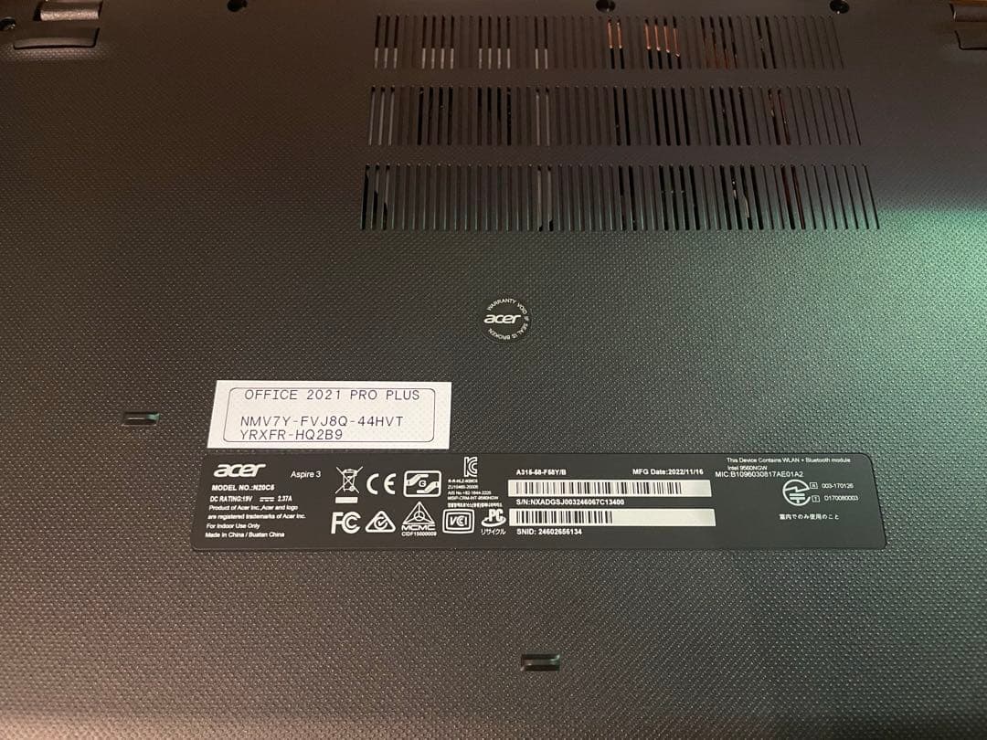 【新品PC】acer Aspire3 office i5 SSD