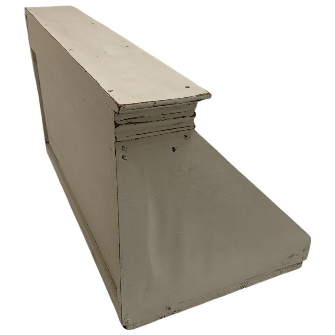 VINTAGE Antique レトロ ガラスショーケース ホワイトペイント 棚