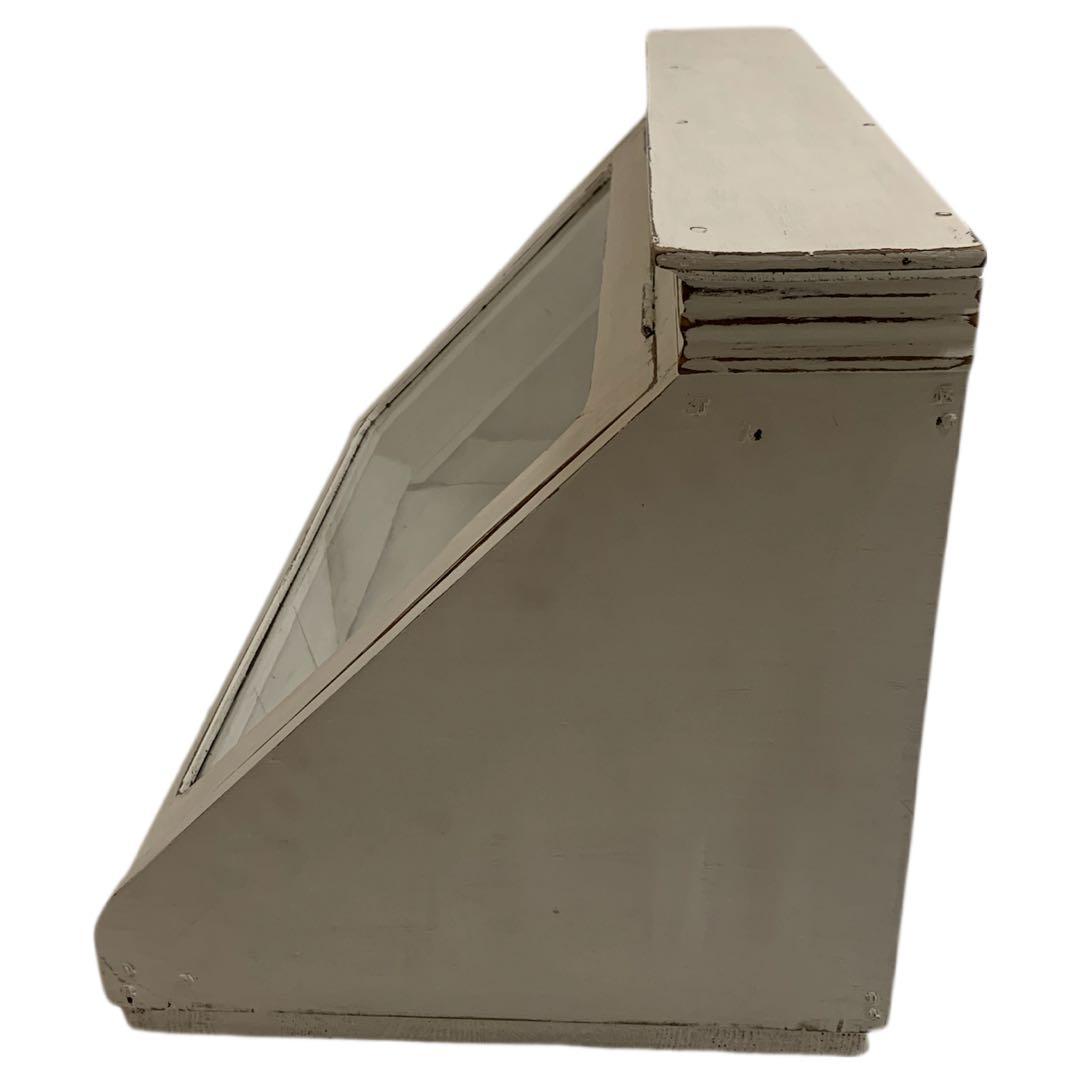 VINTAGE Antique レトロ ガラスショーケース ホワイトペイント 棚