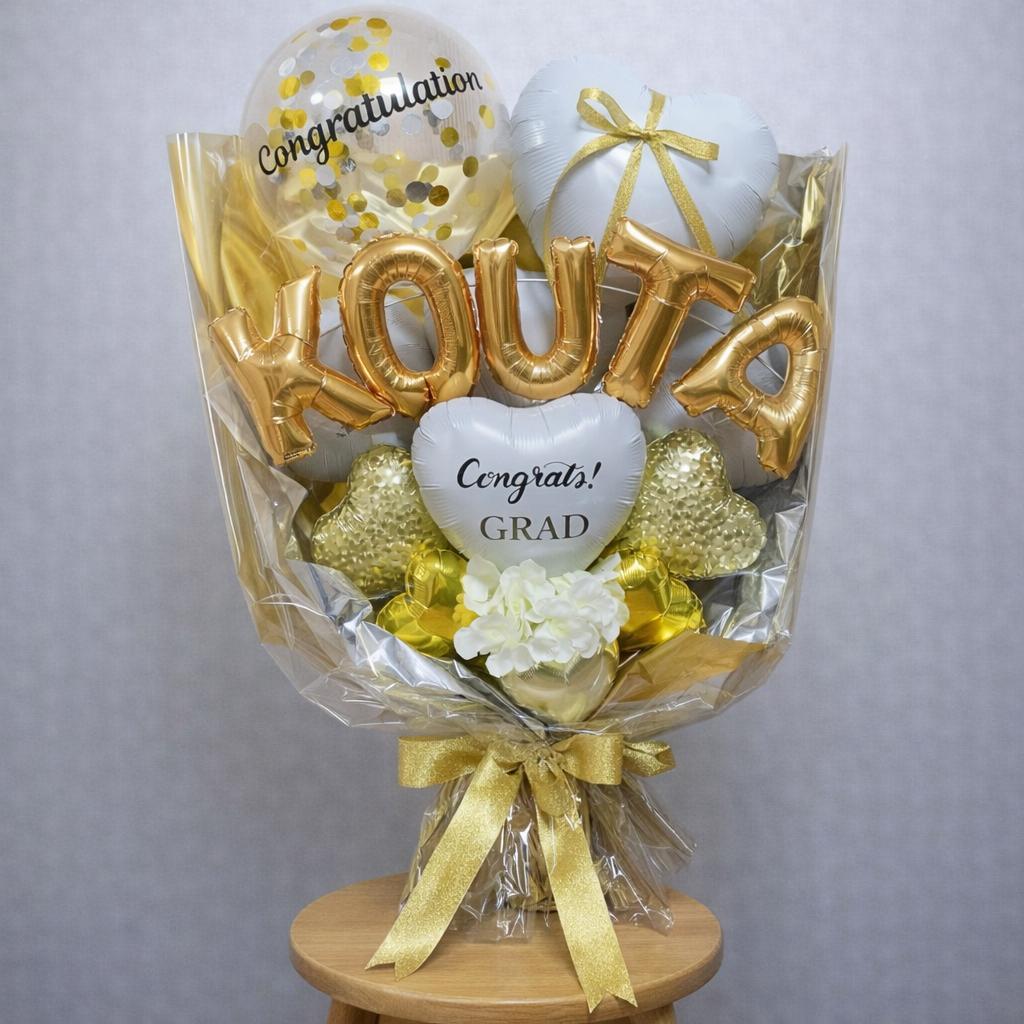 【わかこは】バルーンブーケBigサイズ　ゴールド（引取り限定）