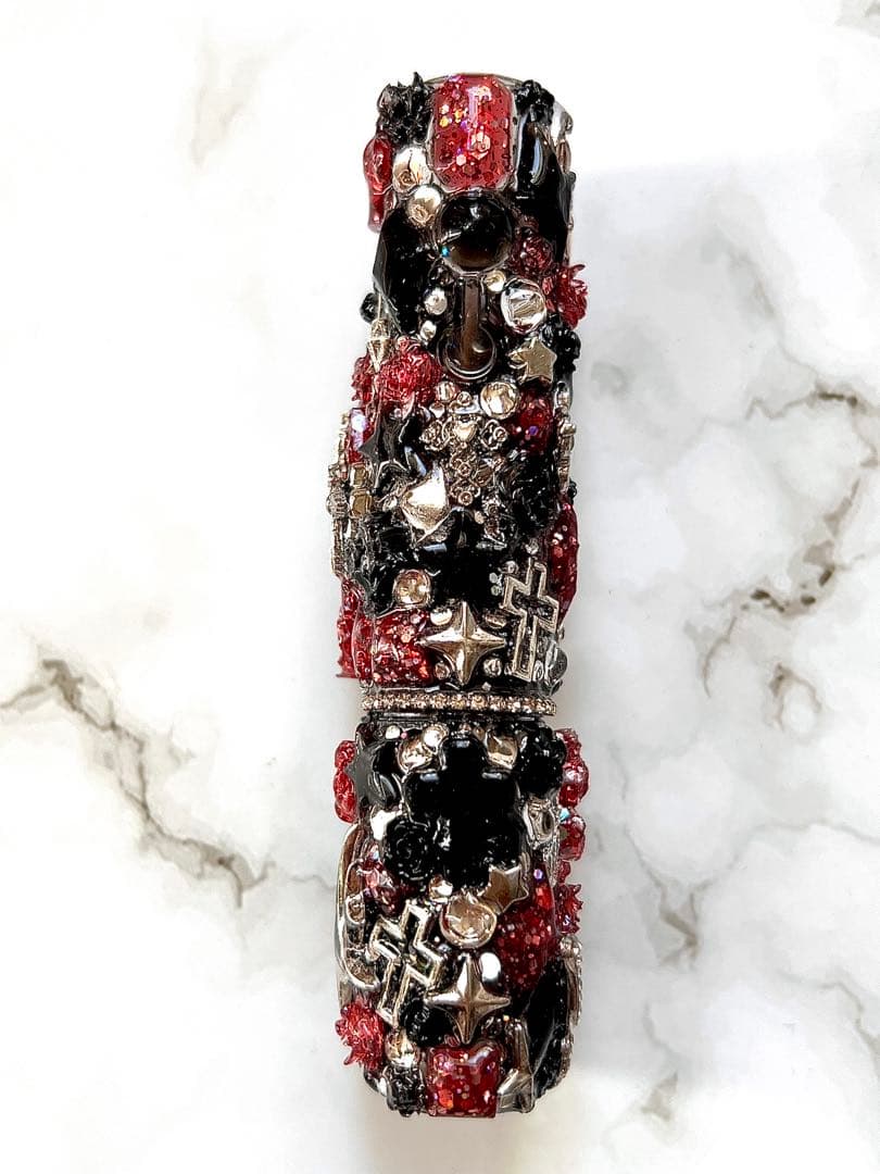 IQOSイルマワンケースデコIQOSデコシガレット電子タバコ全面埋め尽くし黒赤