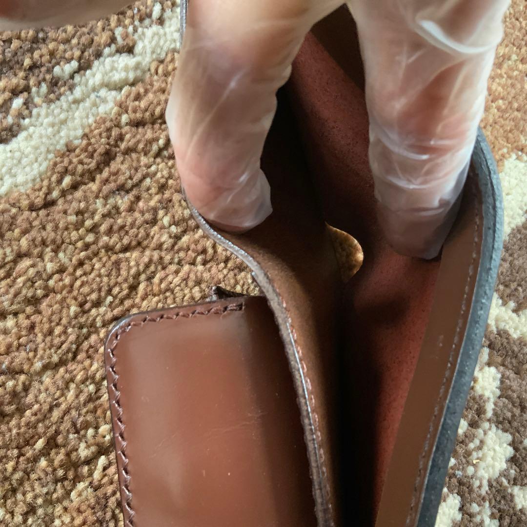 未使用 板チョコのような二つ折り財布 ハンドメイド 本革