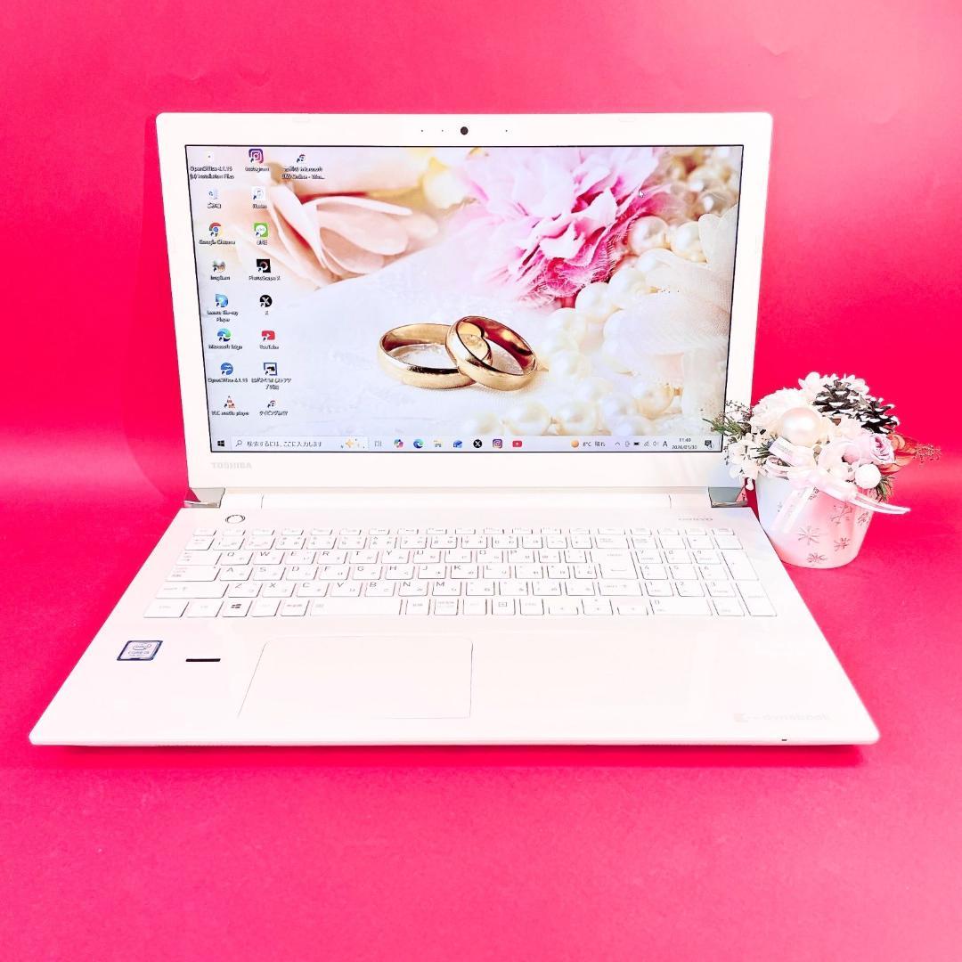 たっぷり大容量1TB❣️薄型ノートパソコン✨️おしゃれホワイト✨️カメラ付きブルーレイ