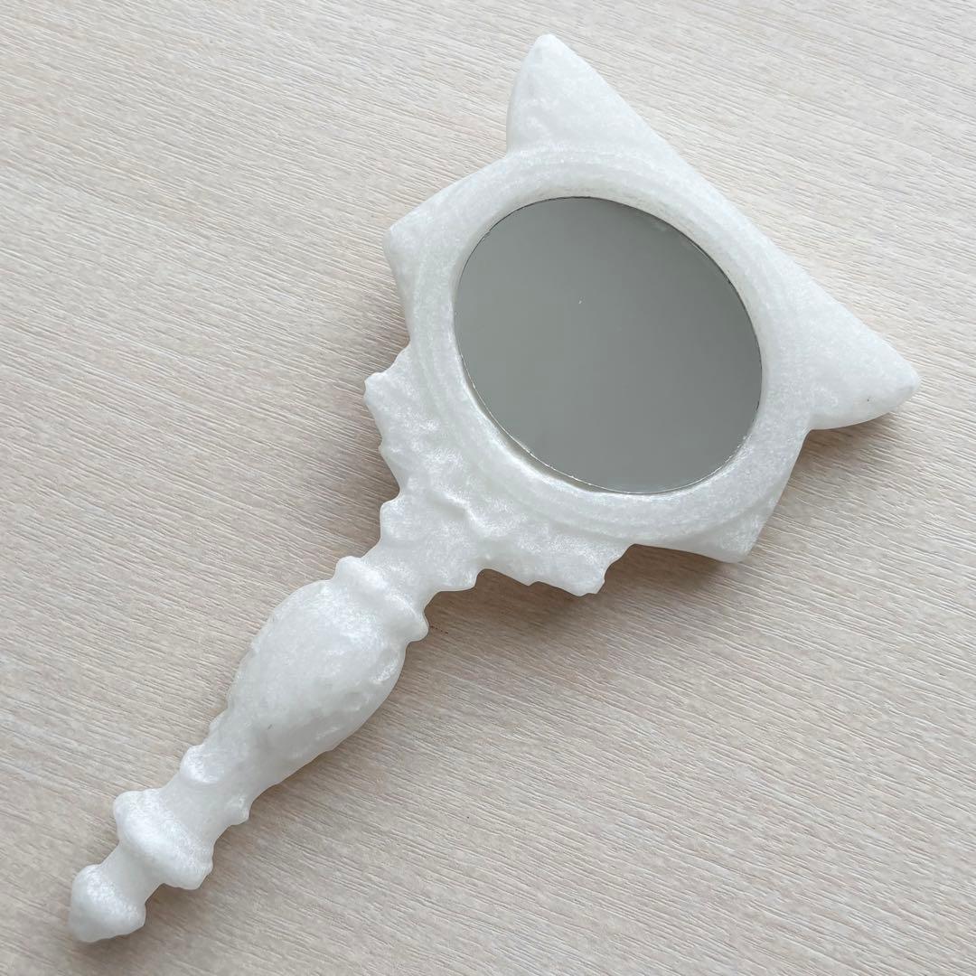 アラバスター　猫　手鏡　ファンタジー　天然石　インテリア　パワーストーン