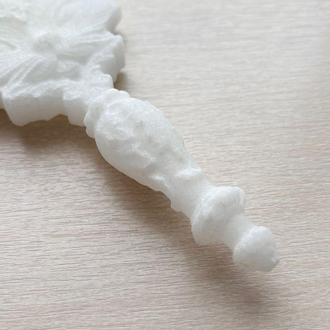 アラバスター　猫　手鏡　ファンタジー　天然石　インテリア　パワーストーン