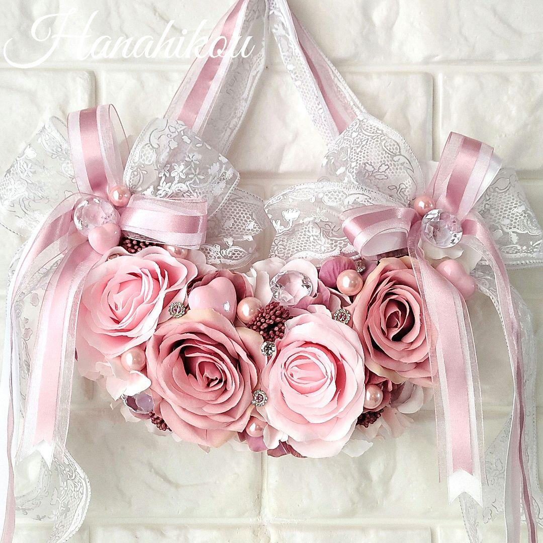 ピンクローズとモーブピンクローズのハート入キラキラ豪華スウィート壁飾り♪大サイズ