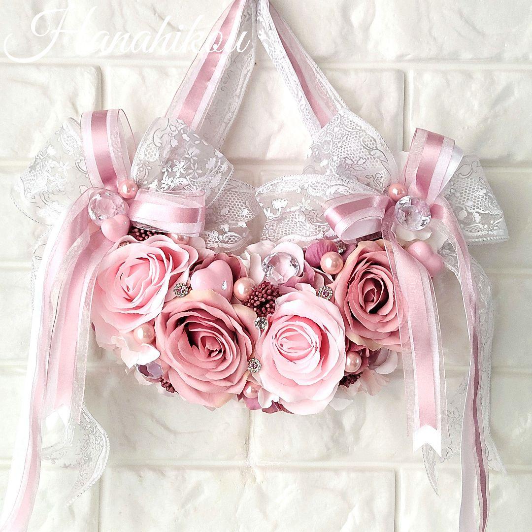 ピンクローズとモーブピンクローズのハート入キラキラ豪華スウィート壁飾り♪大サイズ