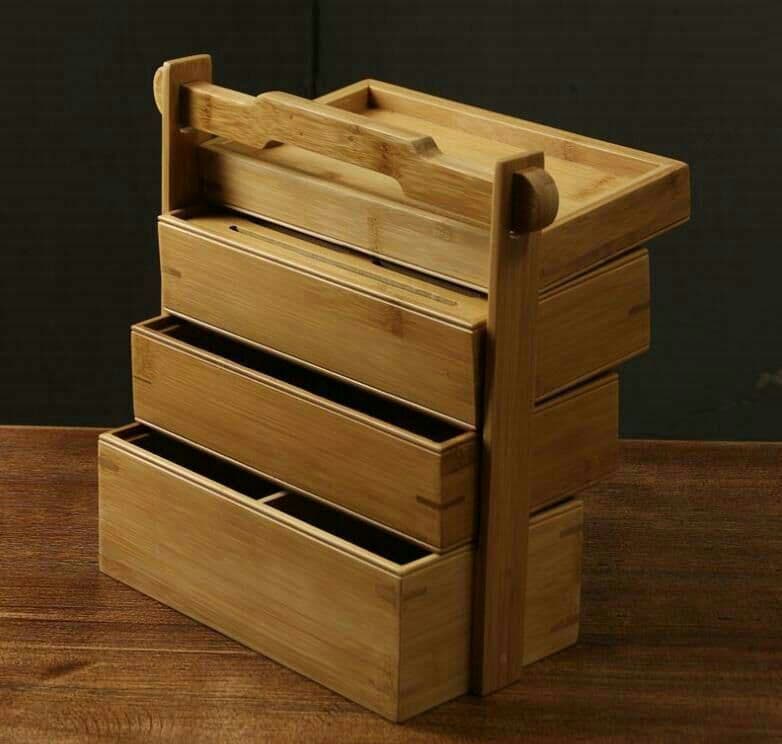 民芸職人手作り 収納ケース 竹製 茶道具 ピクニック 小物入れ籠 弁当箱7