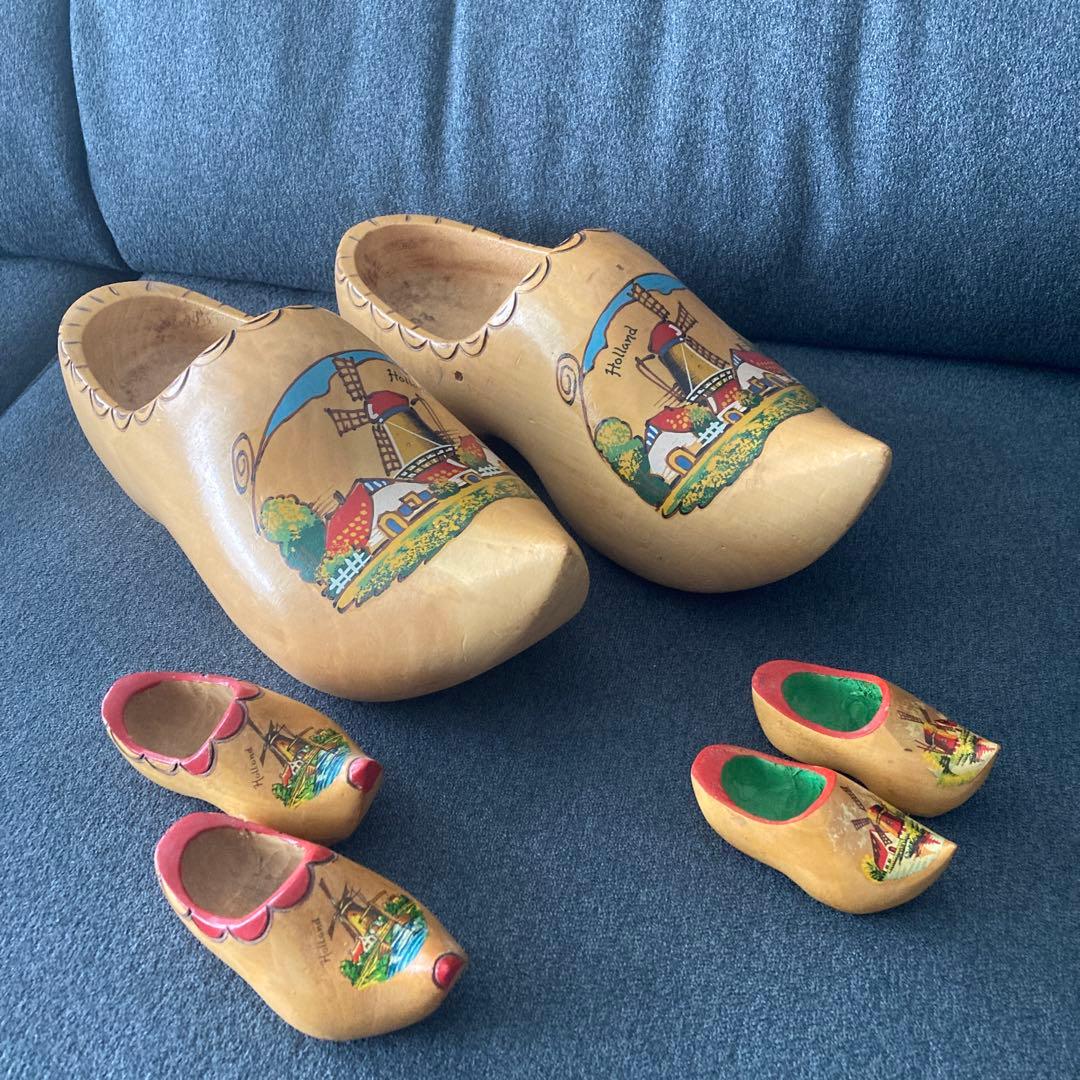 オランダ　大きな木靴1点と小さな木靴2点　インテリア