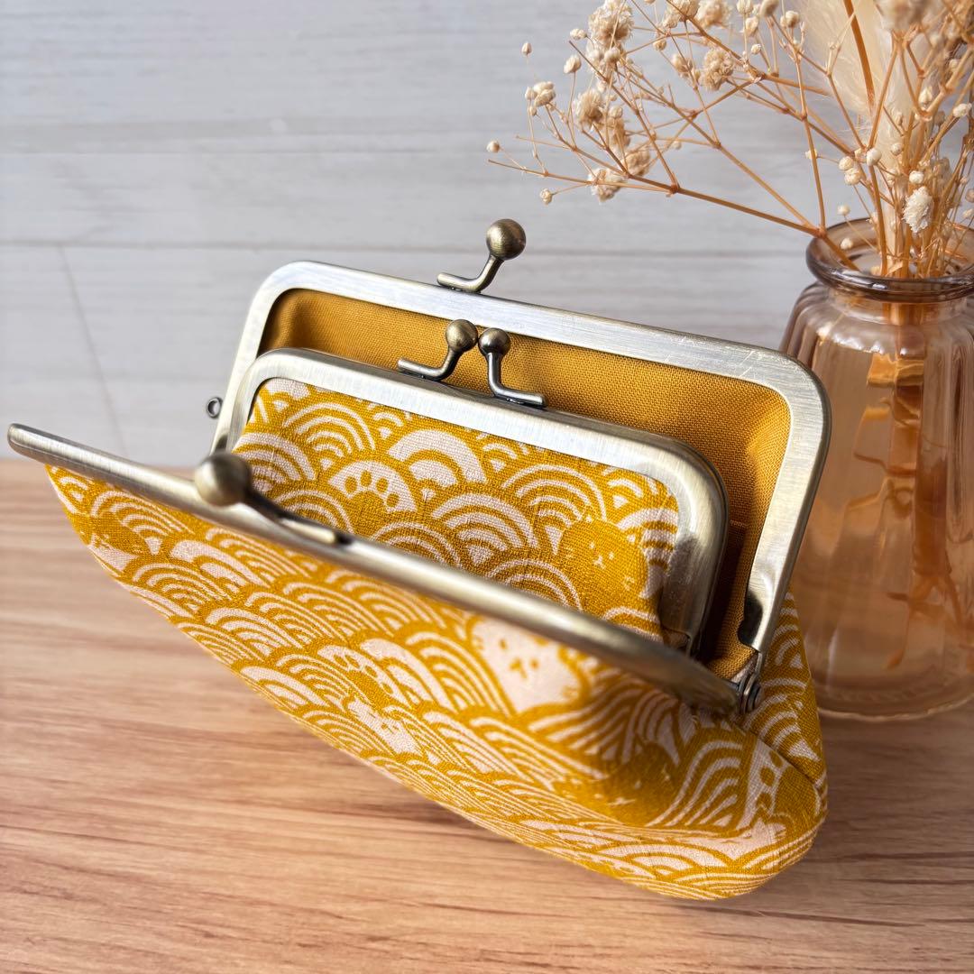 ちか太郎　親子がま口まミニ財布３点　ハンドメイド