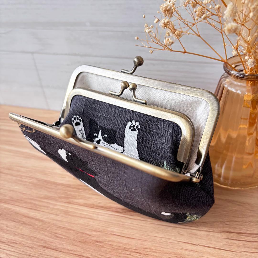 ちか太郎　親子がま口まミニ財布３点　ハンドメイド