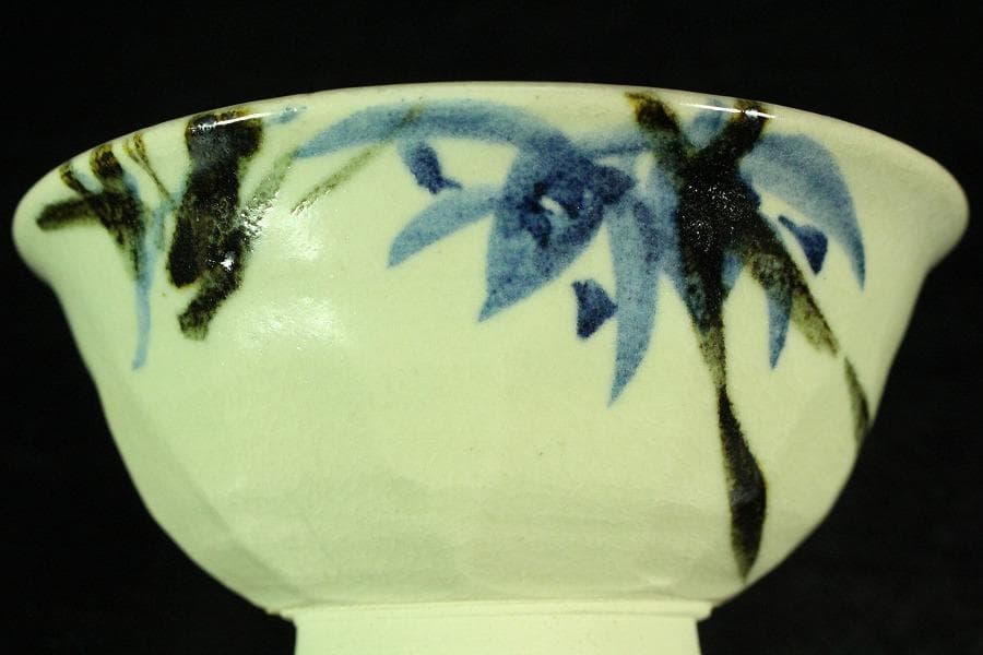 懐石器 清水六兵衛 窯 染付 蘭乃画 碗 五客 共箱 未使用(K-YC646)