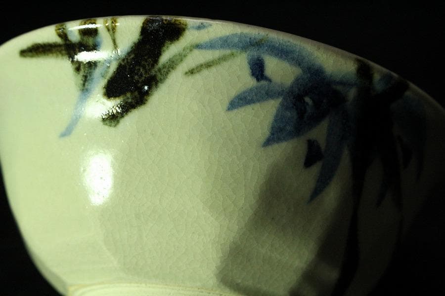 懐石器 清水六兵衛 窯 染付 蘭乃画 碗 五客 共箱 未使用(K-YC646)