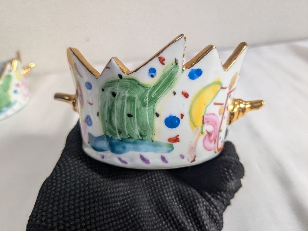 川口淳 色絵金彩 カップ 2客セット