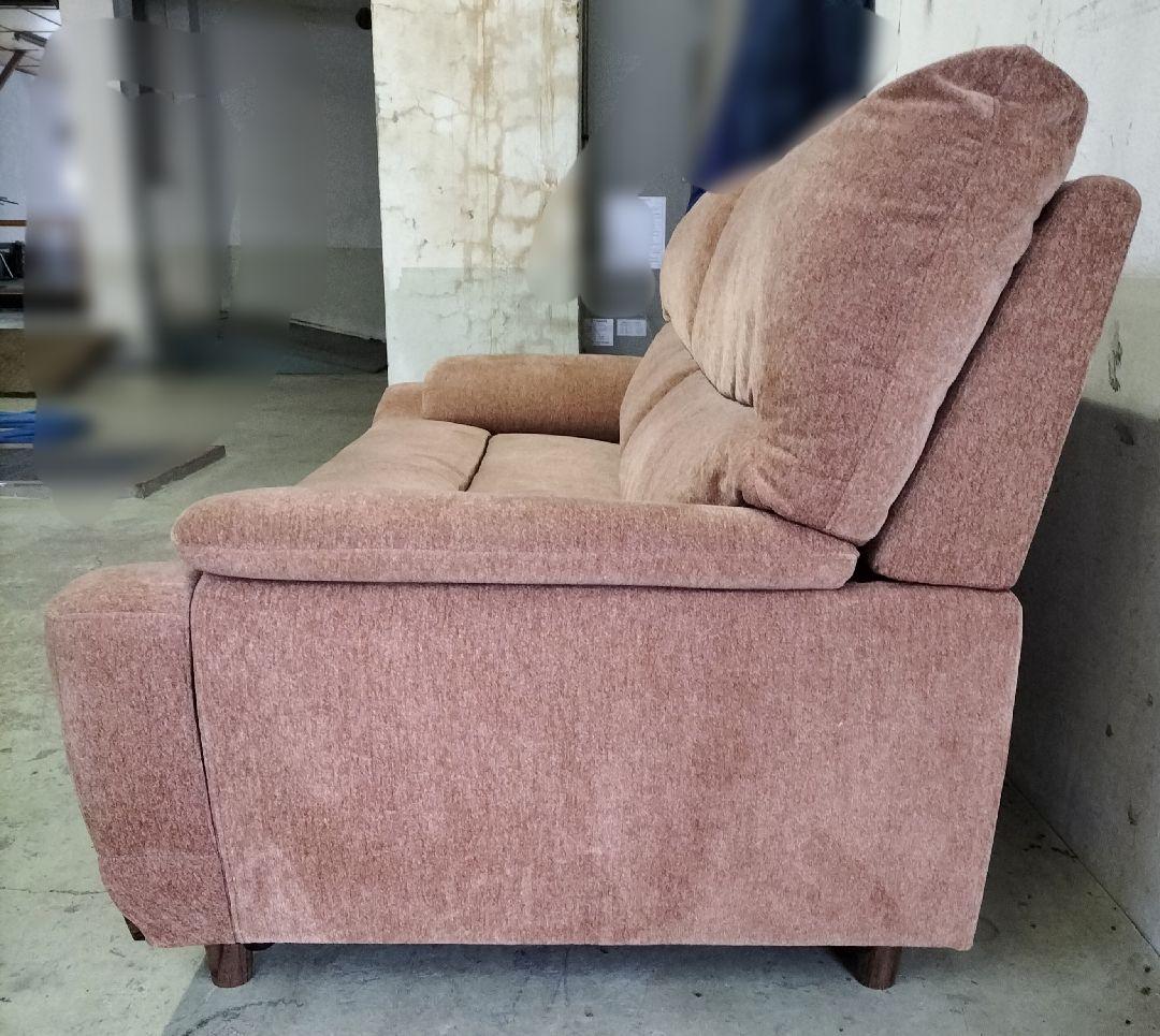 ブラウンファブリック2人掛けソファ【直接お引き取りのみ】