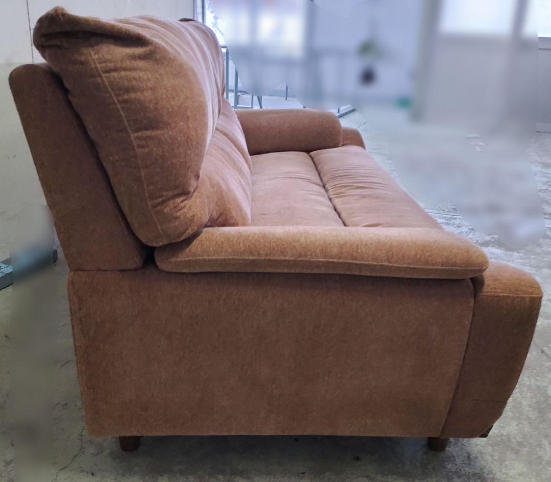 ブラウンファブリック2人掛けソファ【直接お引き取りのみ】