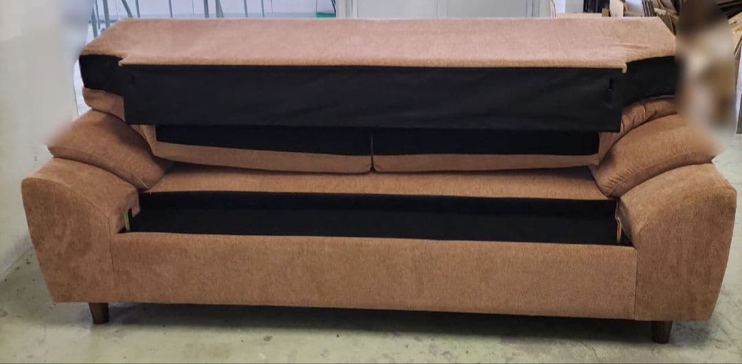 ブラウンファブリック2人掛けソファ【直接お引き取りのみ】