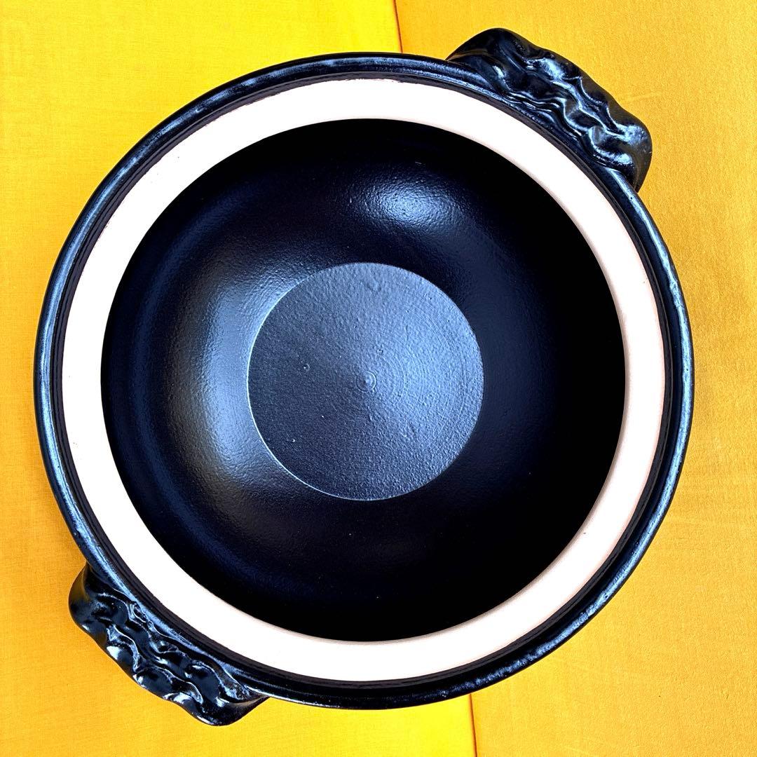 土鍋伊賀焼10.5号鍋黒釉飛びカンナ