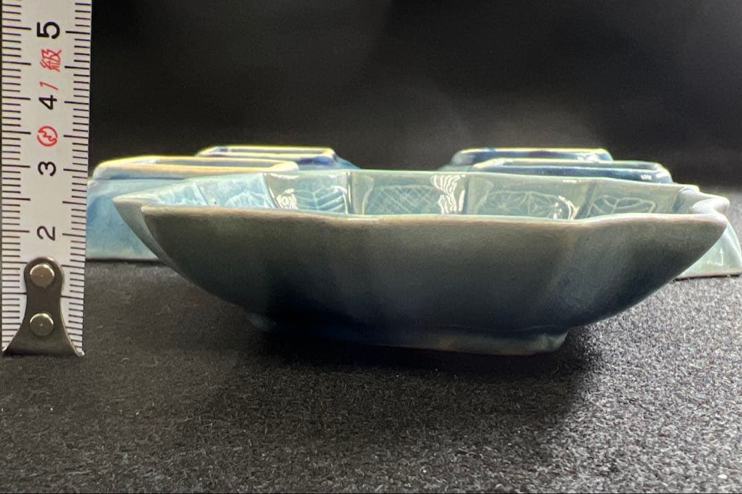 江戸後期　民平焼　輪花皿5枚　幅約10㎝　東Y8-0216☆2F
