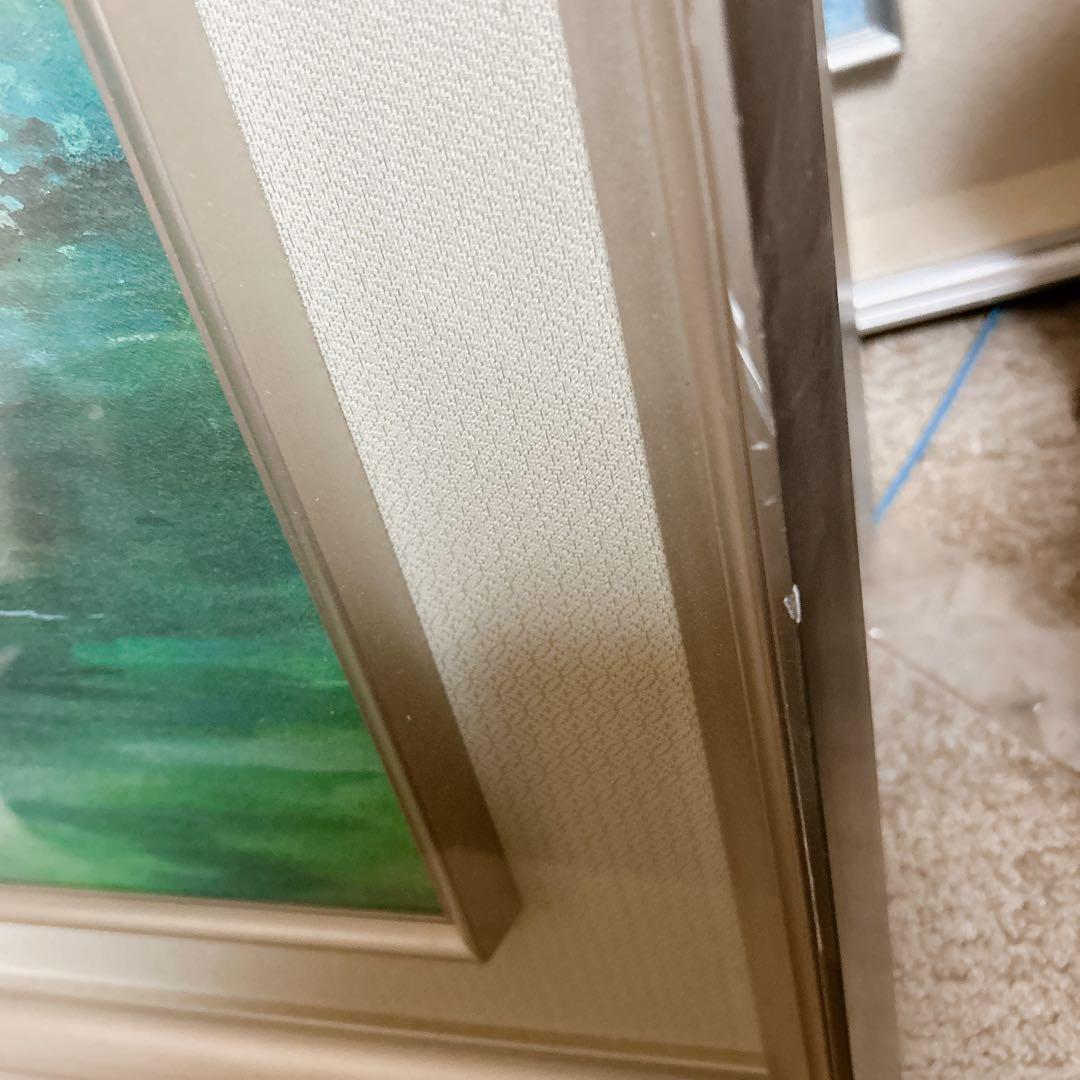 風景画 水辺の景色 額装 絵画 額付き絵画美術品　グリーン