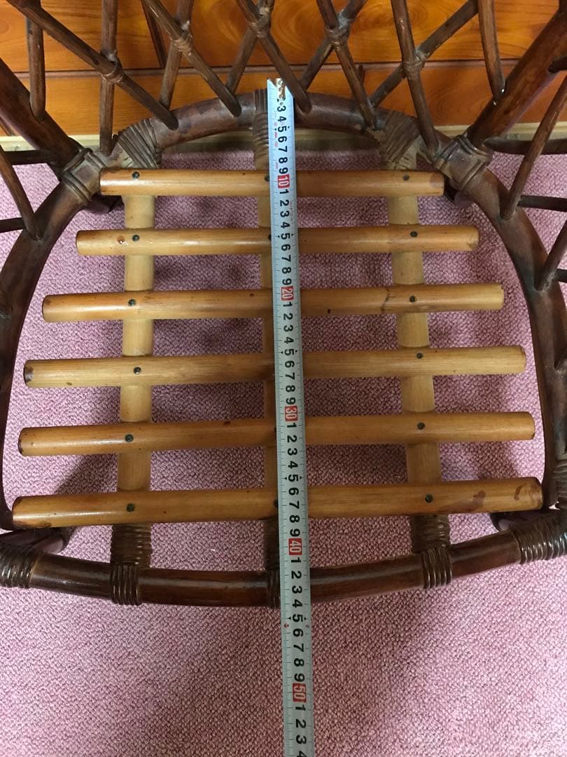 ヴィンテージ ラタン 籐家具 チェア 1脚 古家具 古家具 クッション付き