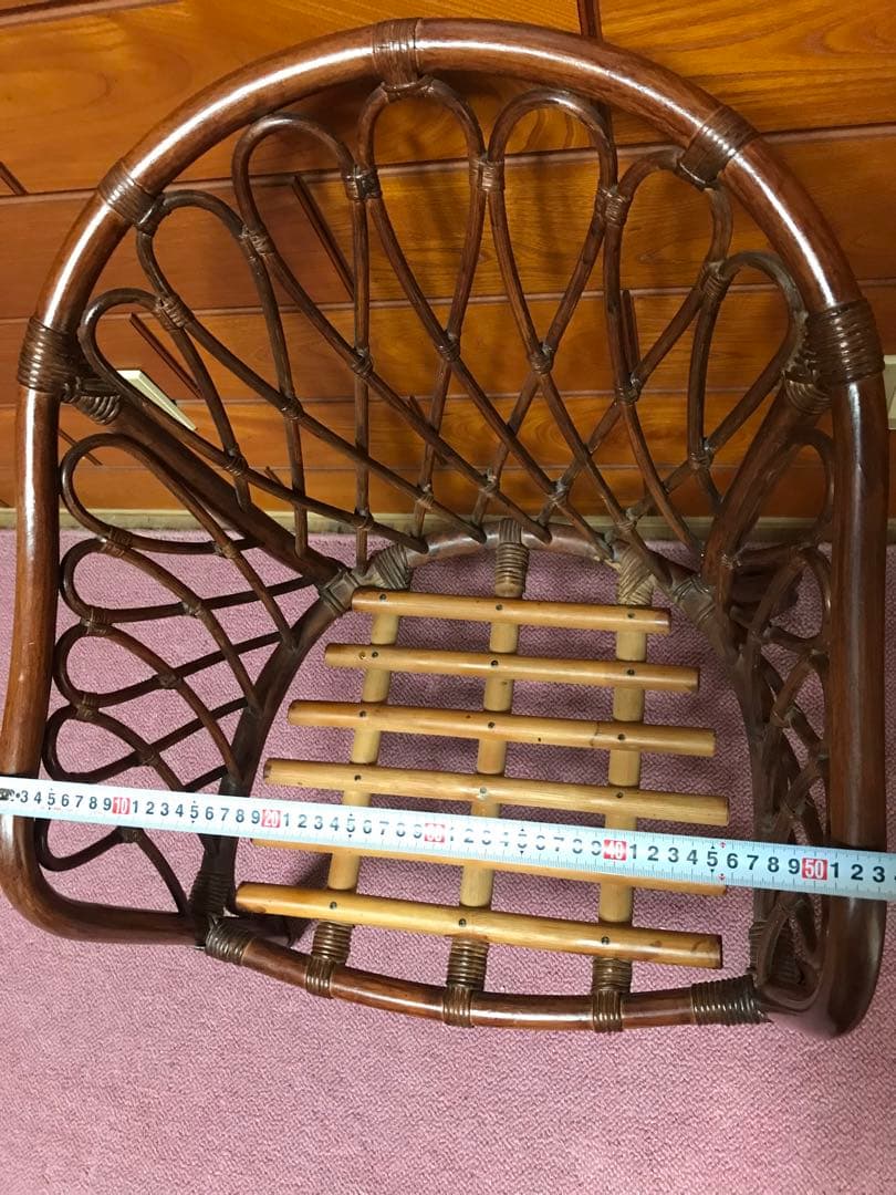 ヴィンテージ ラタン 籐家具 チェア 1脚 古家具 古家具 クッション付き