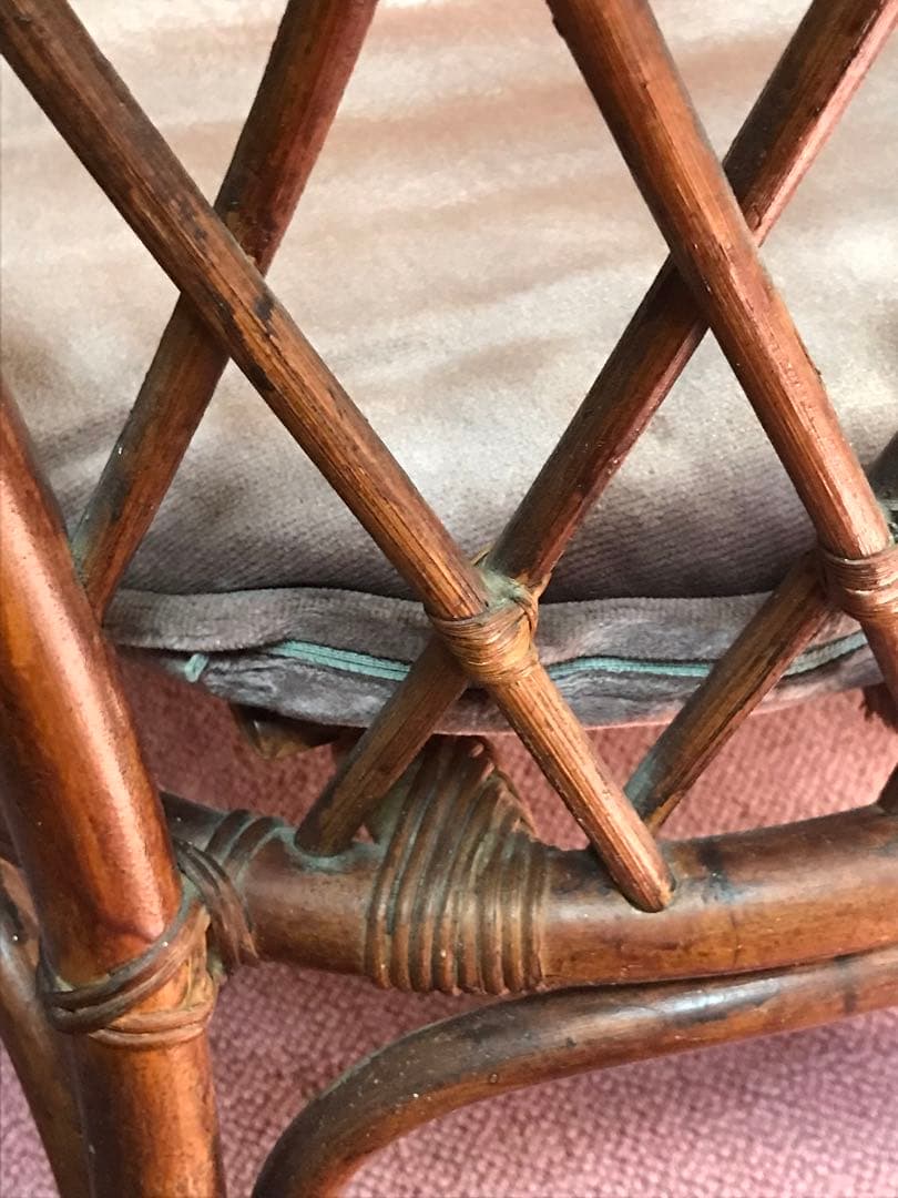 ヴィンテージ ラタン 籐家具 チェア 1脚 古家具 古家具 クッション付き