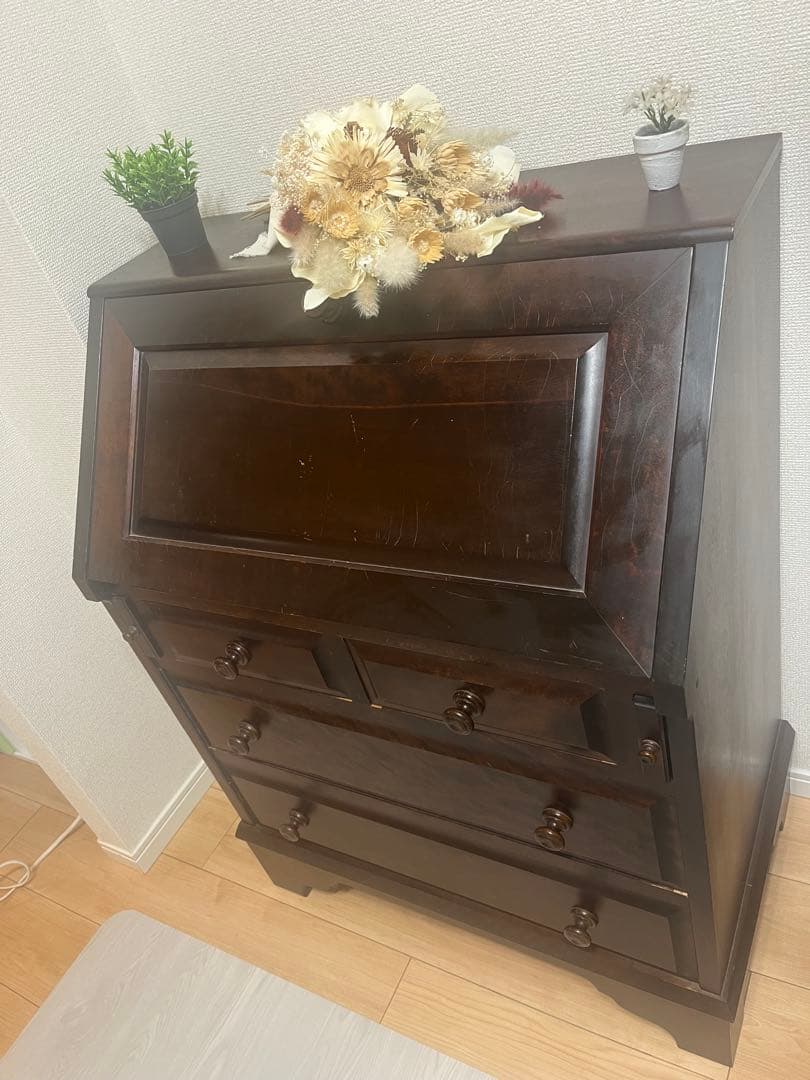 北海道民芸家具 ライティング　ビューローデスク 机 収納 和モダン 定価約35万