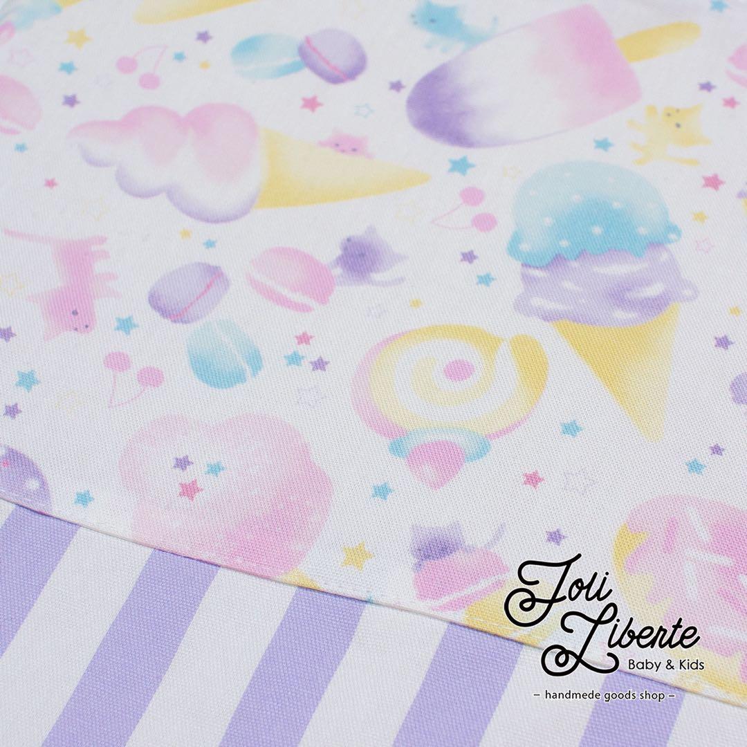 【ゆめかわスイーツねこ×ラベンダー】レッスンバッグ·体操着袋·上履き袋3点セット