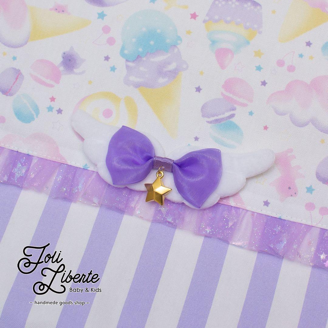 【ゆめかわスイーツねこ×ラベンダー】レッスンバッグ·体操着袋·上履き袋3点セット