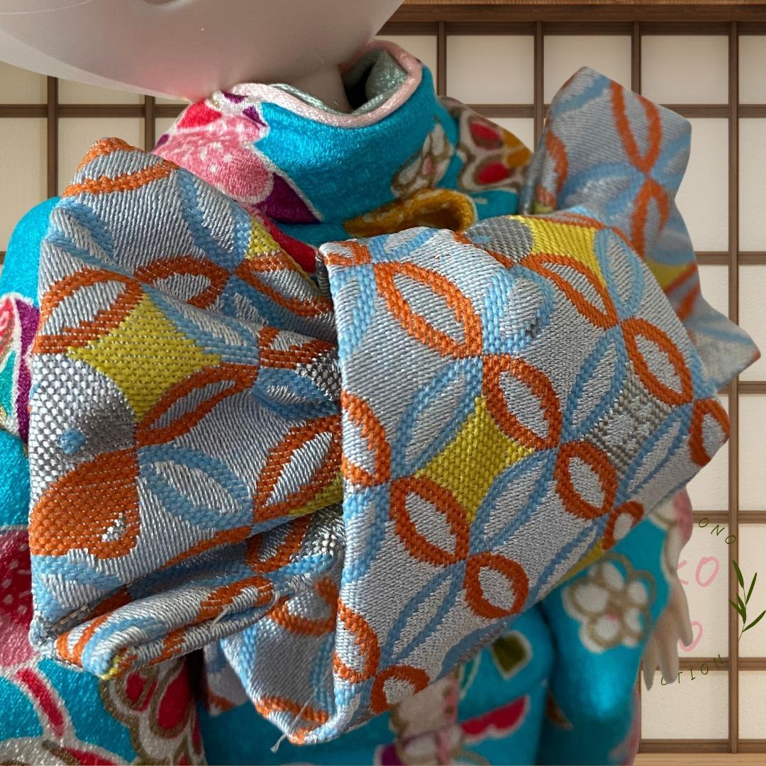 ブライス 振袖 着物 正絹 ハンドメイド 豪華フルセット 髪飾り付き ターコイズ