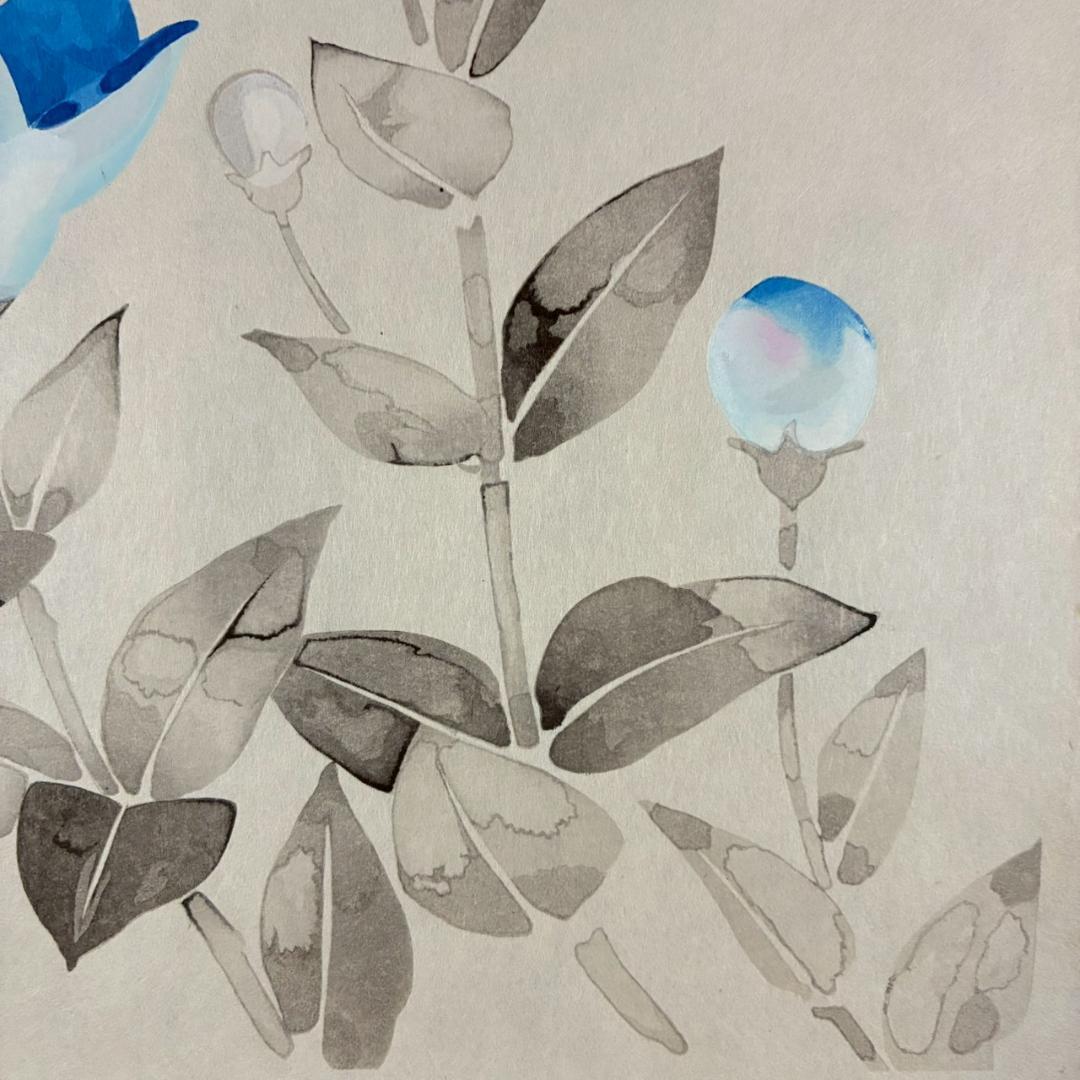 美品 堀文子「桔梗」木版画 直筆サイン入 アート社出版 自然の命を描く日本画家