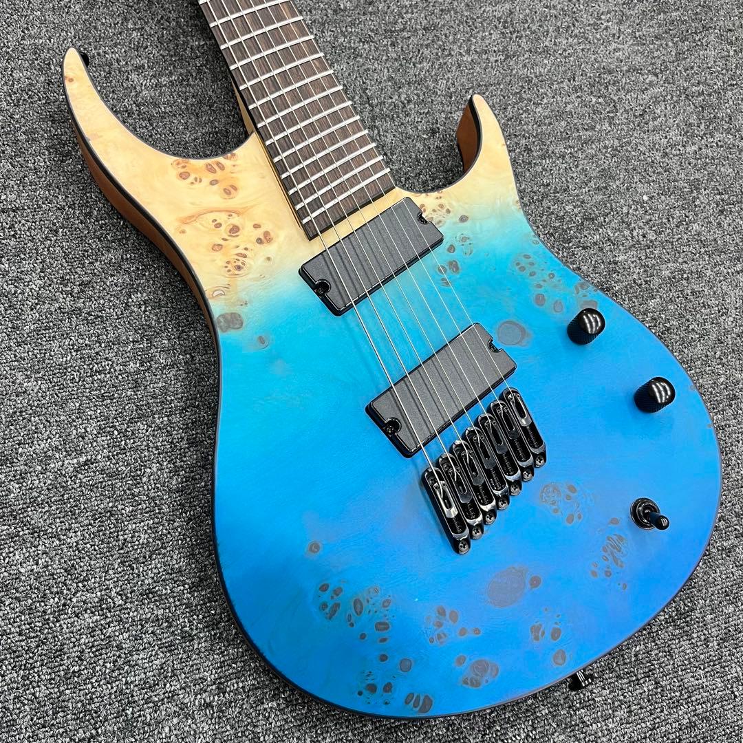 【11762】Alljita 7弦ギター ブルー ファンフレット
