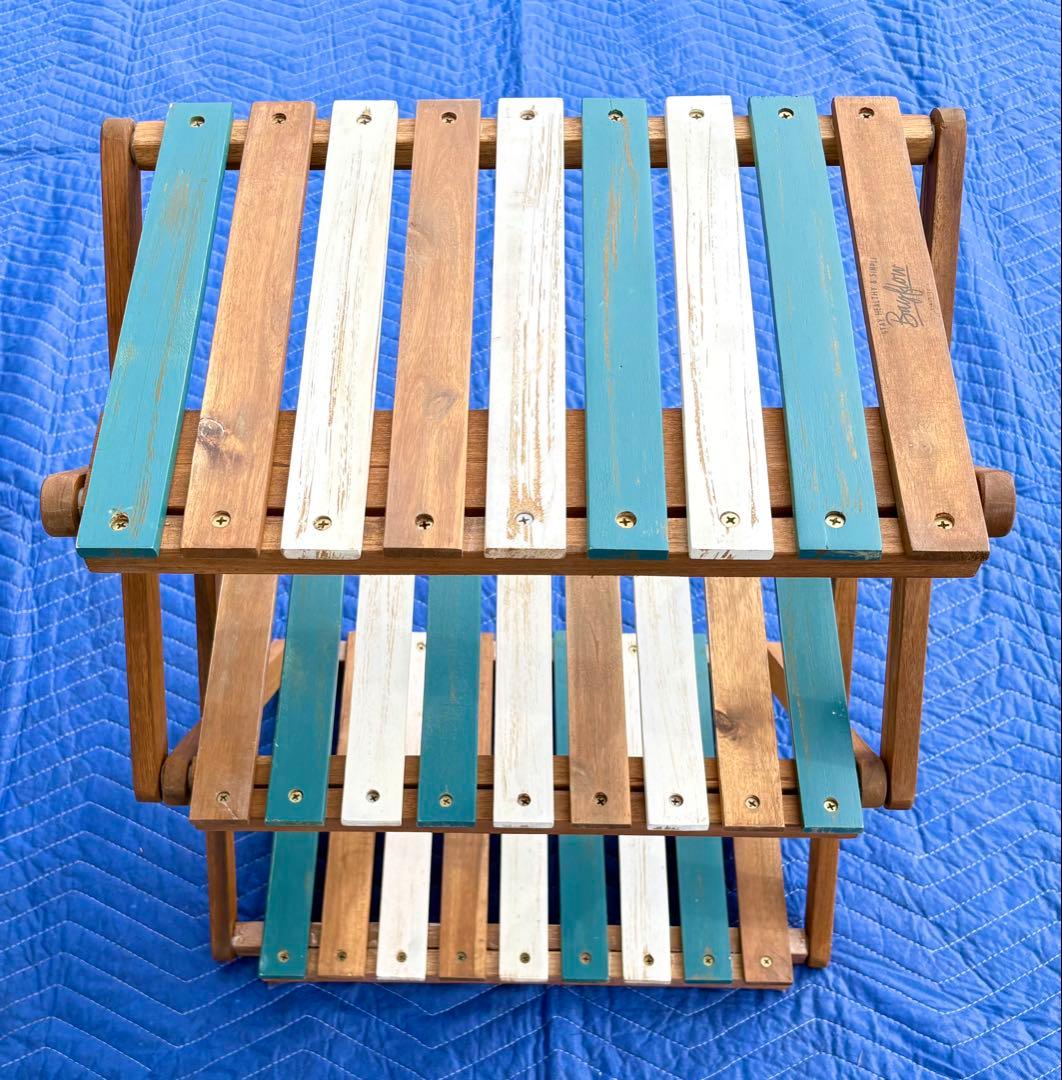 【美品】BAYFLOW 3段ラック 折りたたみ キャンプ 木製 西海岸デザイン