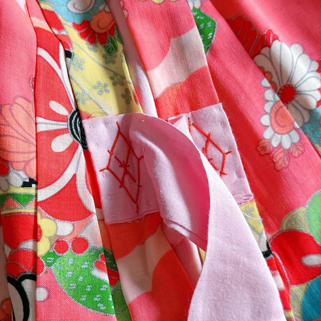 七五三　手縫い　レトロ　アンティーク　3歳用　着物　女児　女の子