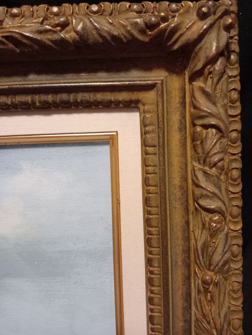 実家の片付け 渡部慧 『黒姫山麓の春』直筆 45 × 33 キャンパス、額縁付