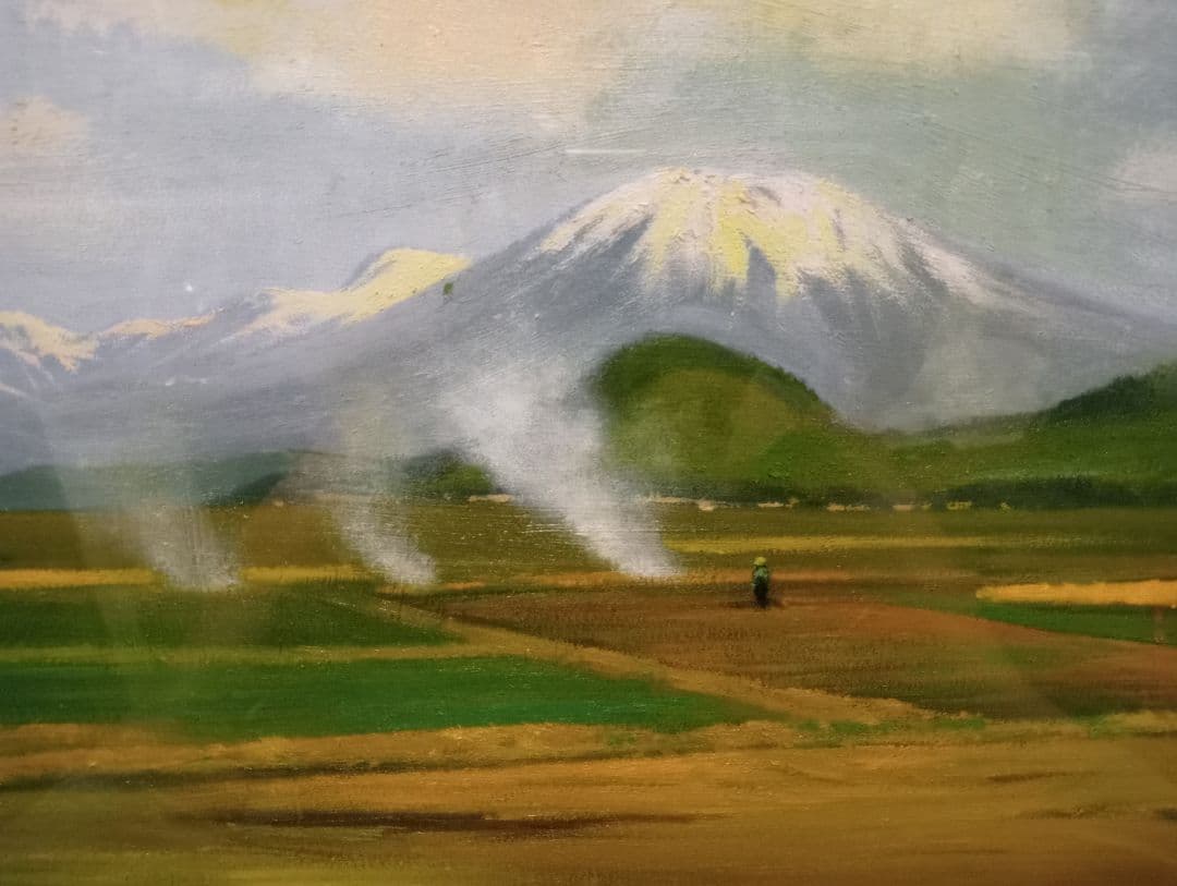 実家の片付け 渡部慧 『黒姫山麓の春』直筆 45 × 33 キャンパス、額縁付