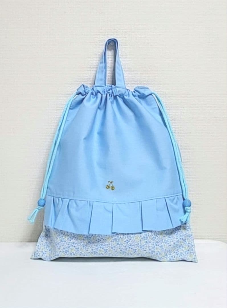 なっぱ様☆専用 88.入園入学セット　女の子　水色 小花柄 フリル付き5点セット