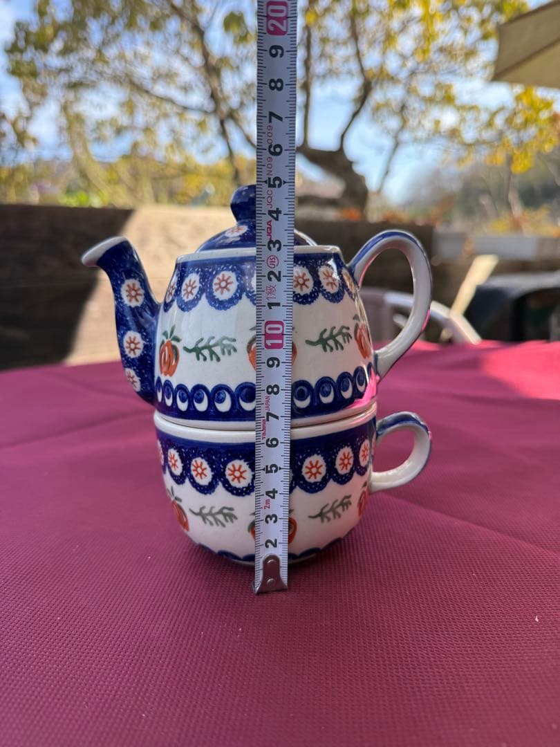 ハンドメイド ポーランド食器 ティーポット＆カップ A-7