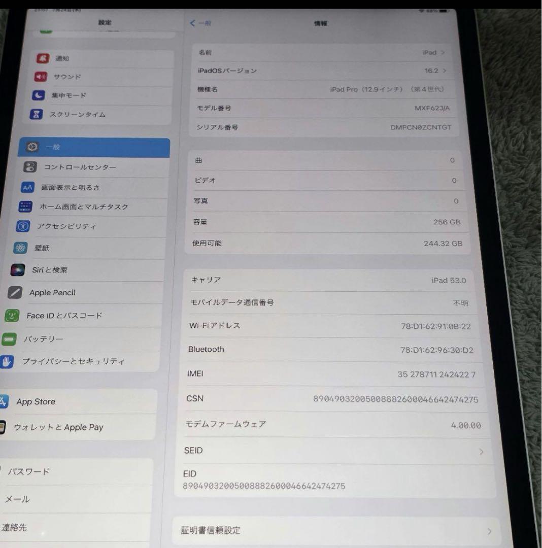 【超美品】iPad Pro 12.9 第4世代 256GBCellularモデル
