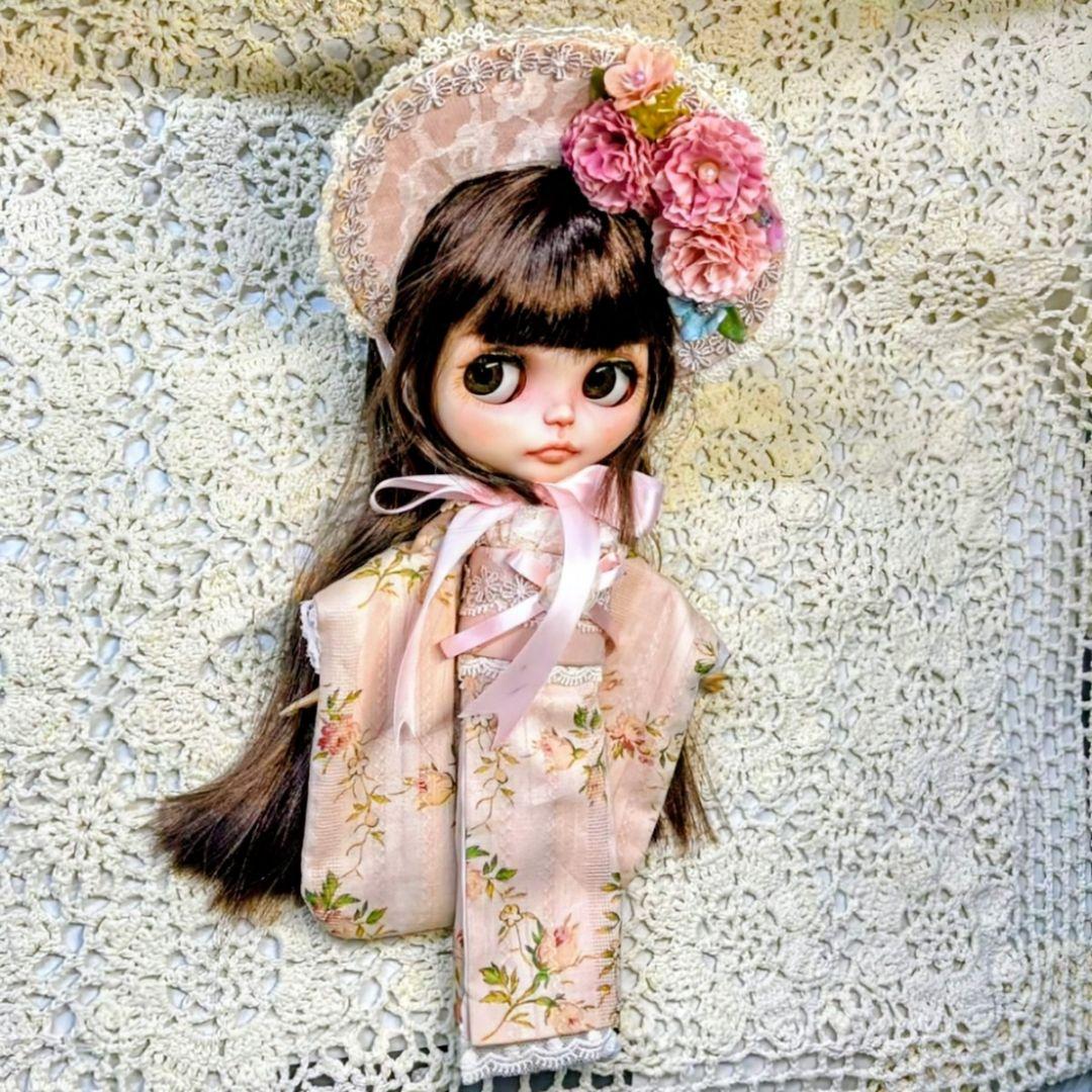 ドール　ロリータエプロンドレス着物5点セット《薔薇》