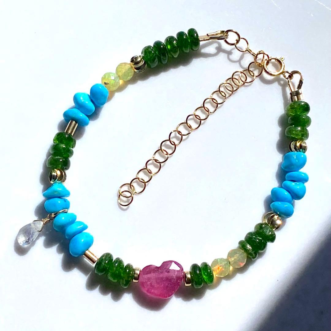 14kgf スリーピングビューティー&クロムダイオプサイト　ブレスレット