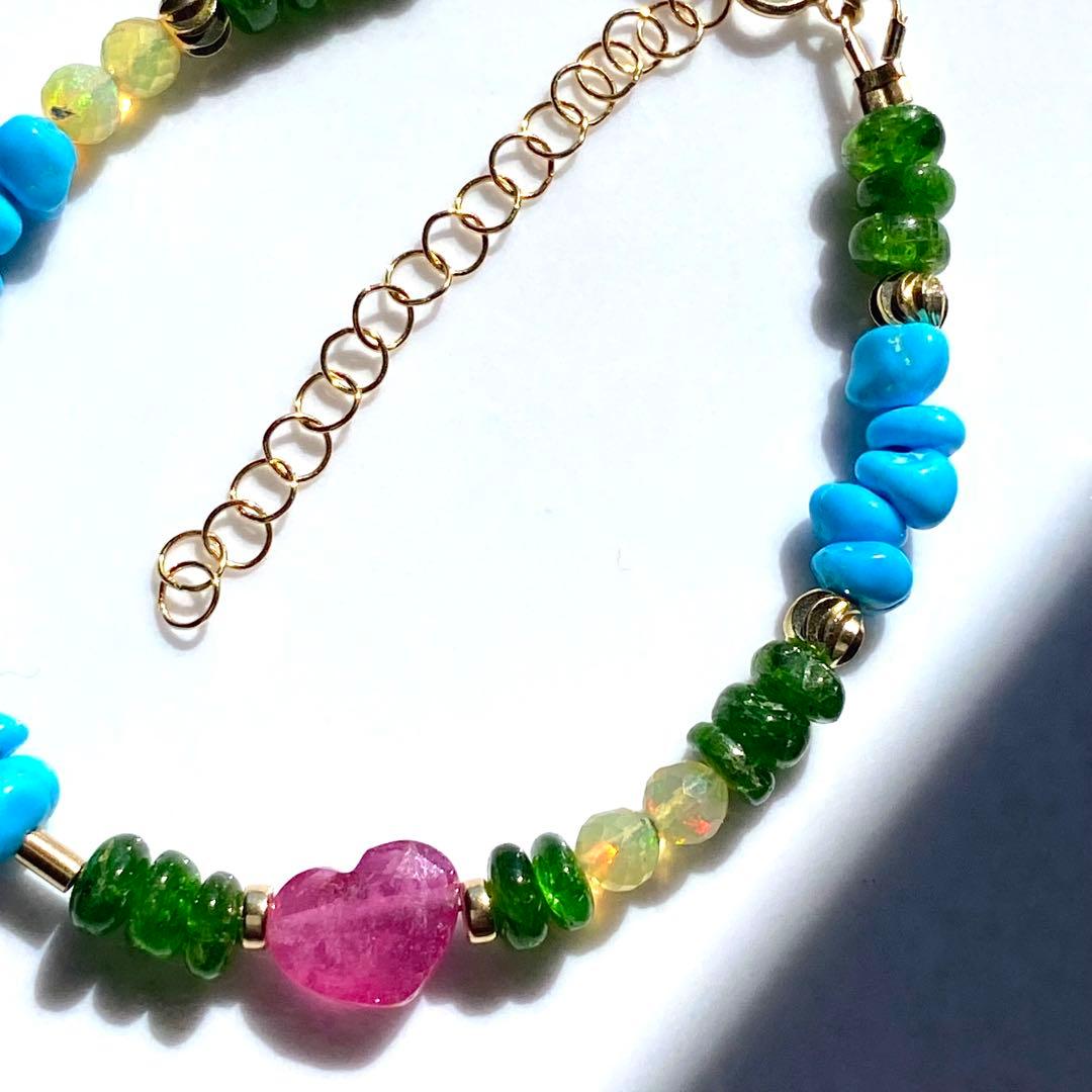 14kgf スリーピングビューティー&クロムダイオプサイト　ブレスレット