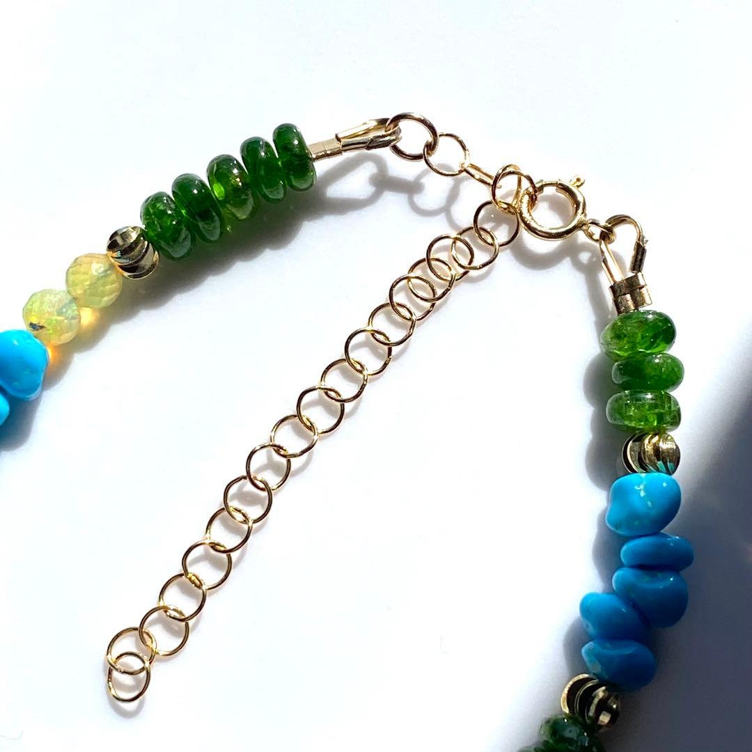 14kgf スリーピングビューティー&クロムダイオプサイト　ブレスレット