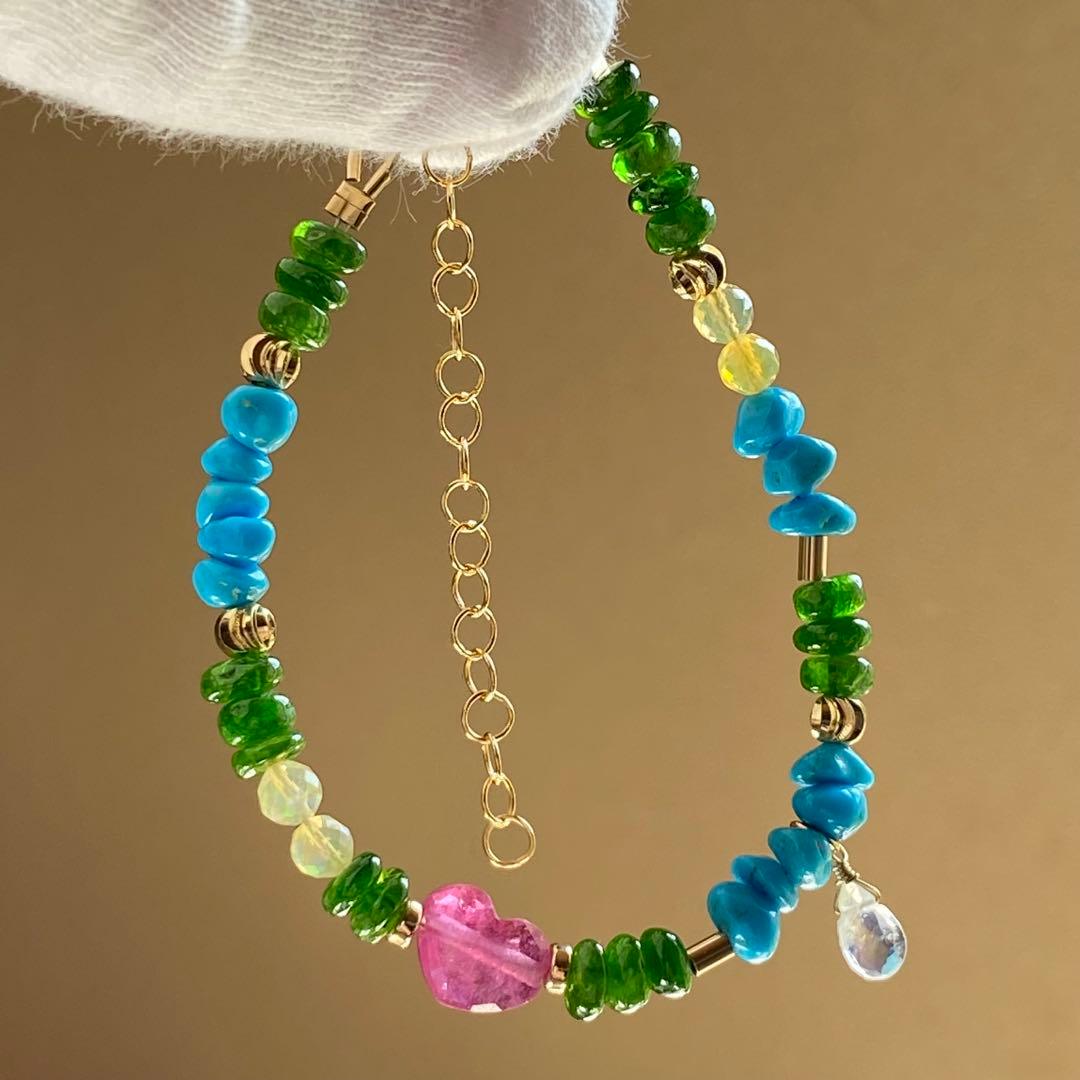 14kgf スリーピングビューティー&クロムダイオプサイト　ブレスレット