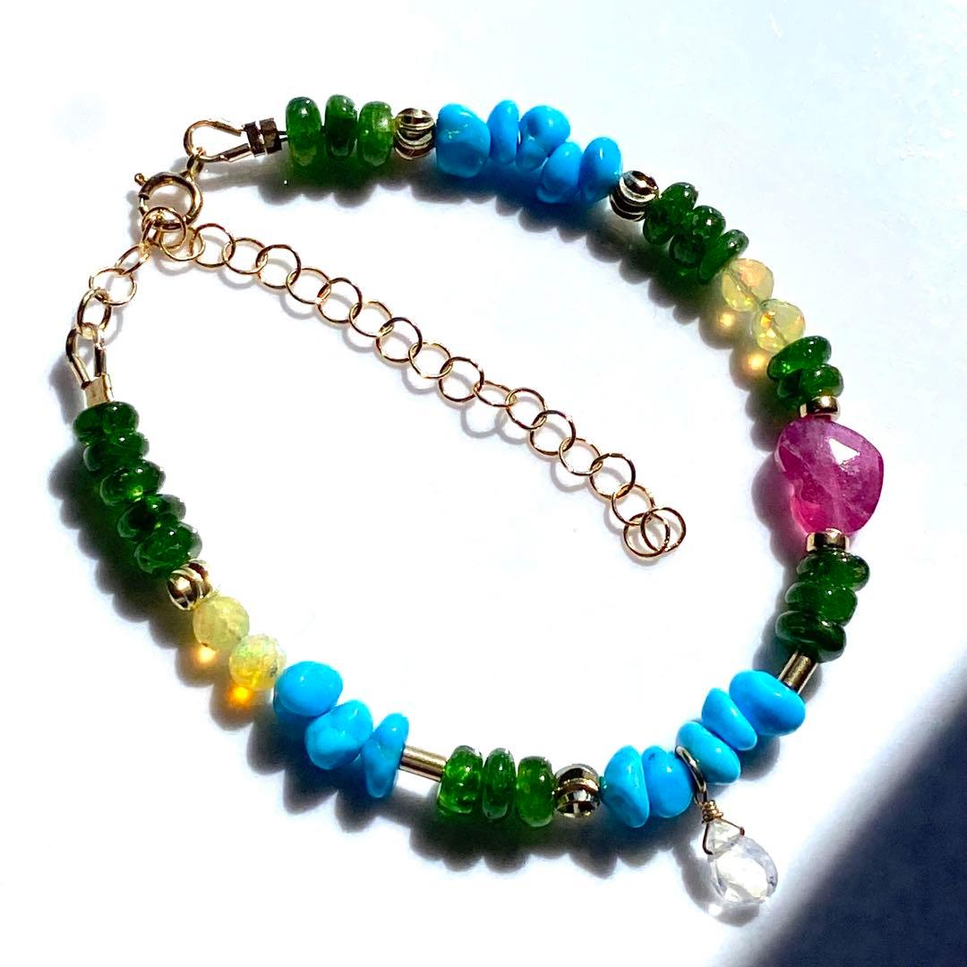 14kgf スリーピングビューティー&クロムダイオプサイト　ブレスレット