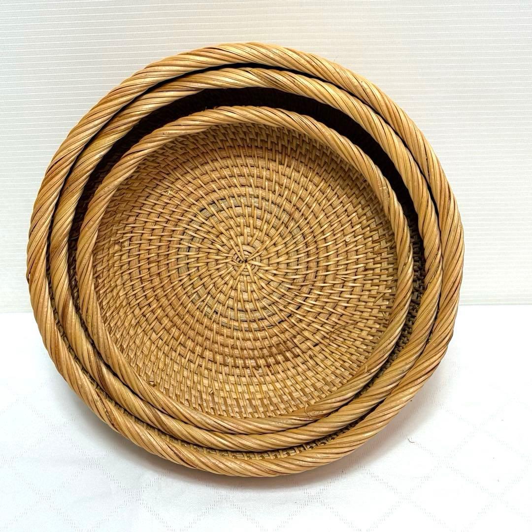 【新品】ラタン バスケット 3点セット 深型 収納かご アジアン雑貨 ナチュラル