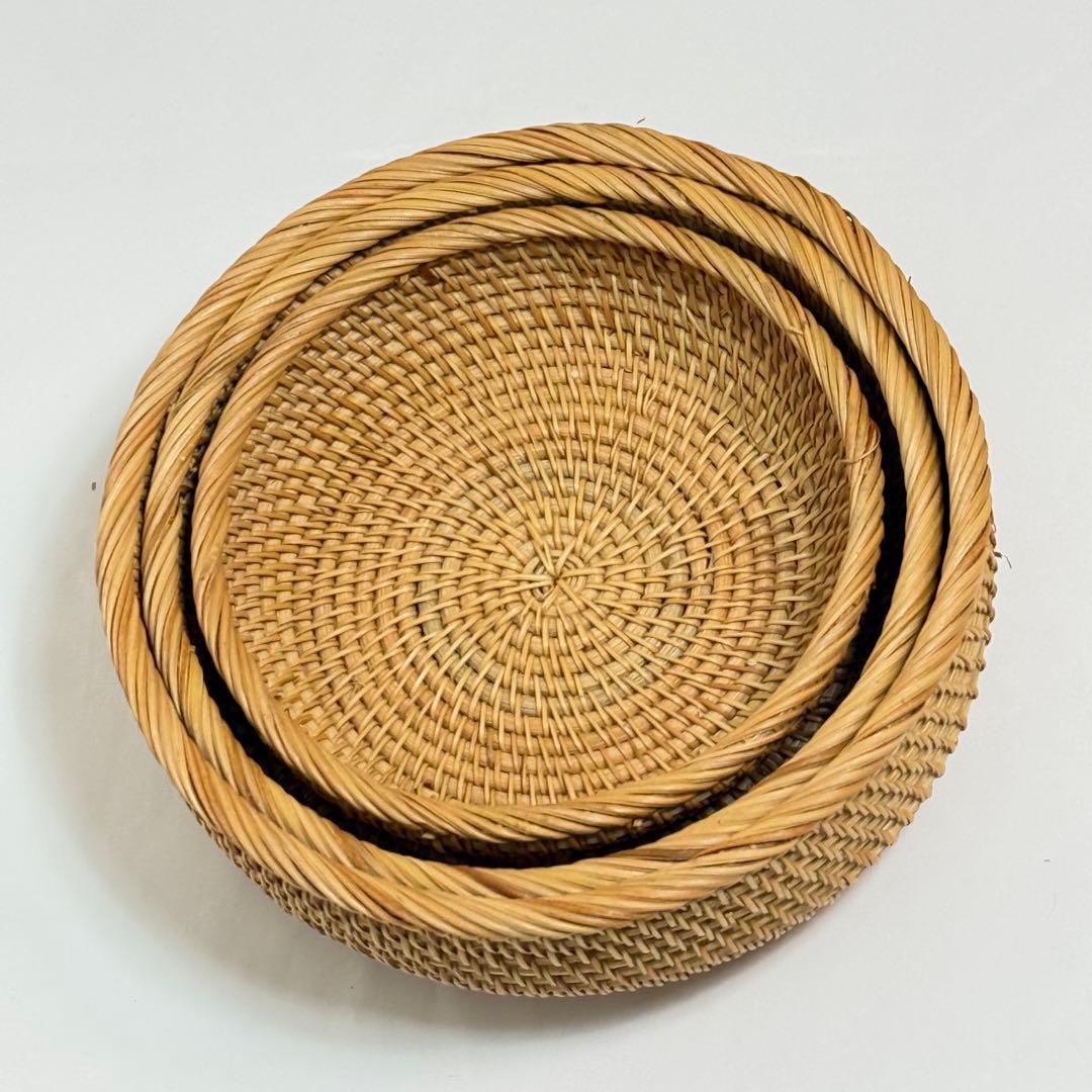 【新品】ラタン バスケット 3点セット 深型 収納かご アジアン雑貨 ナチュラル