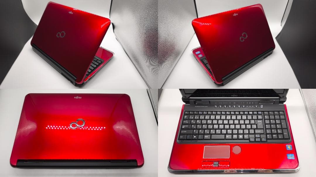 【富士通】中古 ノートパソコン FMV Core i7 新品バッテリー 赤