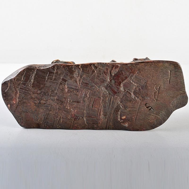 中国　玉石彫刻　羊親子　唐木台付　C　R5763